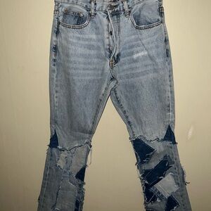 Distressed Blue Jeans